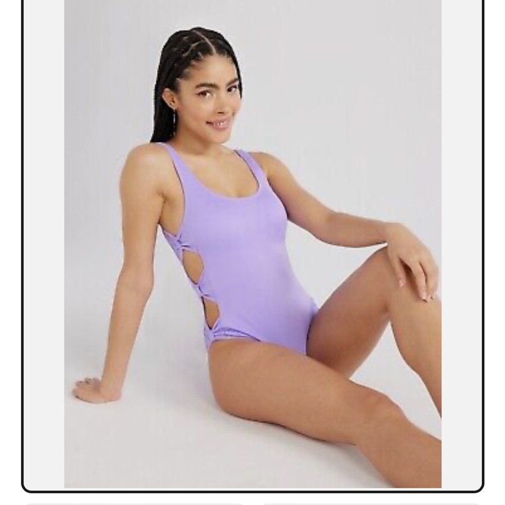 Purple Ribbed Swimsuit